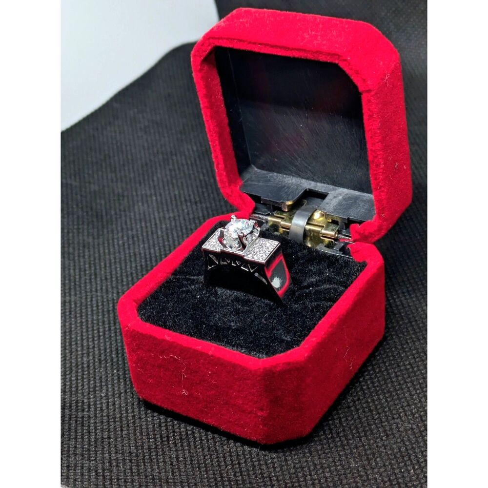 Men's Adjustable Moissanite Silver Iced Out Prong Ring. Size 8-10 PT200 Stamped
